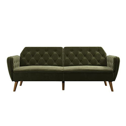 Novogratz Tallulah Memory Foam Futon, Convertible Couch, Green Velvet