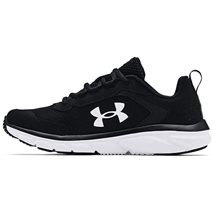 Under Armour boys Grade-school Assert 9 Running Shoe, Black/White, 5 Wide Big Kid US