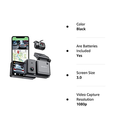 Heaboli 4K Dual Dash Cam Front and Rear, Wi-Fi GPS, 3 Inches IPS Touch Screen, Car Camera Driving Recorder with Night Vision, Parking Mode, 3 Inches IPS Touch Screen