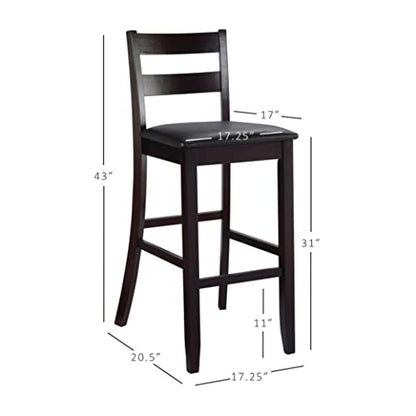 Linon Merlot Soho Armless Barstool Triena Stool, Bar Height