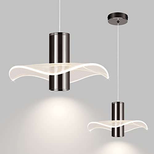 OKELI Modern Pendant Light Kitchen Island, Black Pendant Light Dimmable LED Mini Pendant Light, 6W Pendant Lighting Bar Lights Flower for Bedroom Dining Room