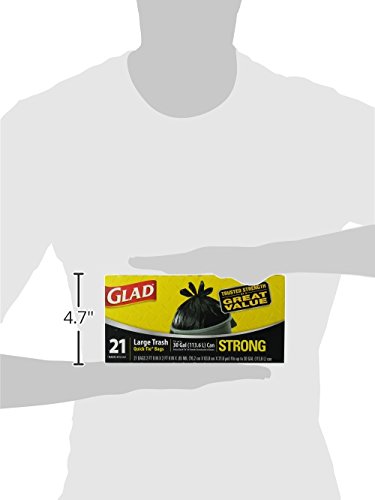 Glad Large Quick-Tie Trash Bags - Extra Strong 30 Gallon Black Trash Bag - 21 Count