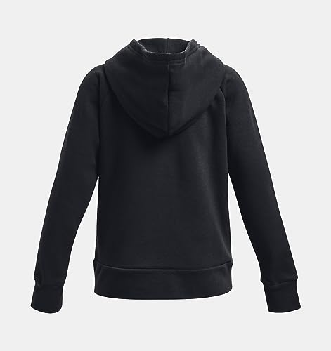 Under Armour Girls' Standard Rival Fleece Big Logo Hoodie, (001) Black / / White, Small