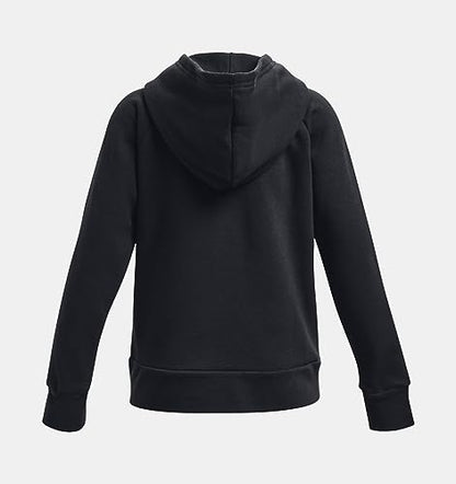 Under Armour Girls' Standard Rival Fleece Big Logo Hoodie, (001) Black / / White, Small
