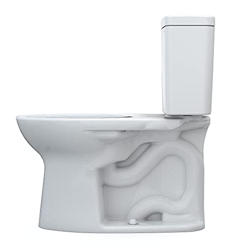 TOTO Drake Two-Piece Elongated 1.6 GPF Universal Height TORNADO FLUSH Toilet with CEFIONTECT, Cotton White - CST776CSFG#01