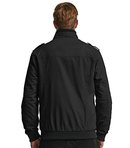 wantdo Men's Safari Casual Jacket Sports Durable Cotton Jacket Black Large