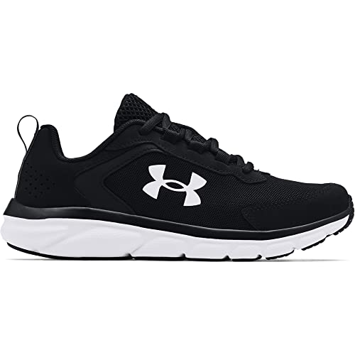Under Armour boys Grade School Assert 9 Running Shoe, Black/White, 5.5 Big Kid US