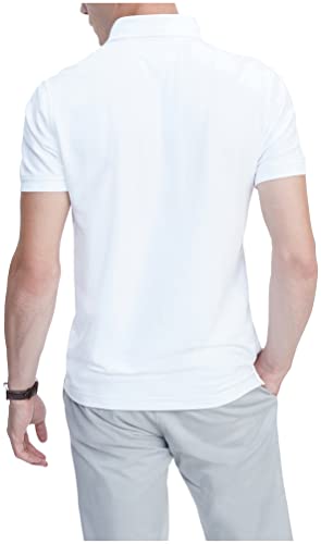 Tommy Hilfiger mens Short Sleeve Cotton Pique in Custom Fit Polo Shirt, Fresh White, Medium US
