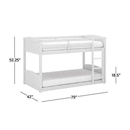 Hillsdale Alexis Contemporary Wood Arch Twin Over Twin Floor Bunk Bed with Slats, White