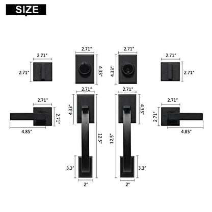 KIAYACI Front Door Handleset Double Door Lock Set Black Door Handle Deadbolt Locks for Doors Entry Door Locksets with Deadbolt Single Cylinder HandleSet with Circle Handle Lower Half Grip Matte Black