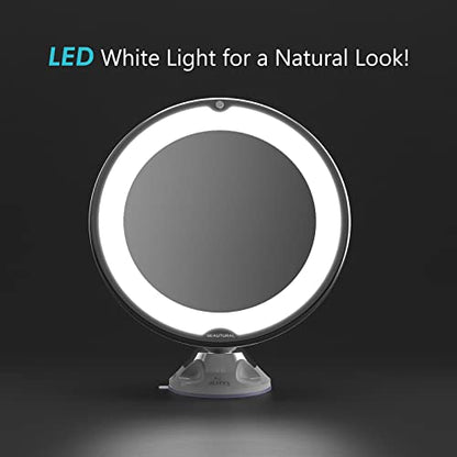 BEAUTURAL Updated 10x Magnifying Makeup Mirror with Powerful Locking Suction Cup, Lighted Vanity Mirror Bathroom Mirror with LED Lights, Portable Wall Mounted Mirror for Home, Travel