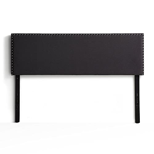 Lucid Full Nailhead Headboard – Attach to Bed Frame or Wall Mount Headboard – Upholstered Mid-Rise Full/Full XL Headboard, Charcoal