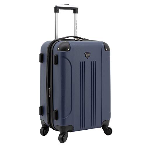 Travelers Club Chicago Hardside Expandable Spinner Luggages, Navy Blue, 5 Piece Set