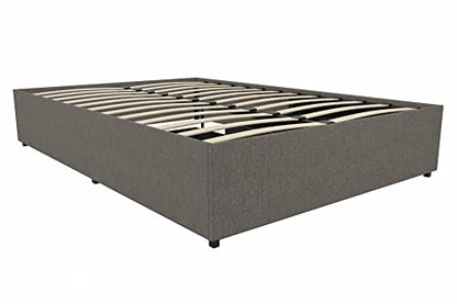 DHP Maven Upholstered Platform Bed for Raised Mattress Support with Underbed Storage Drawers, No Box Spring Needed, Queen, Gray Linen