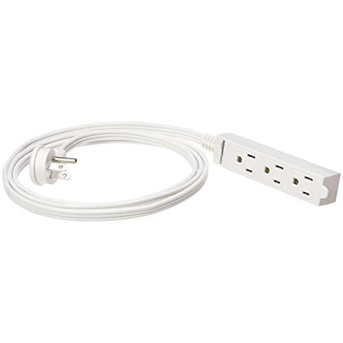 Amazon Basics Indoor Extension Cord Power Strip - 6-Foot, 3-Prong ,Flat Plug, Grounded - 13 Amps, 1625 Watts, 125 VAC - 2-Pack, White