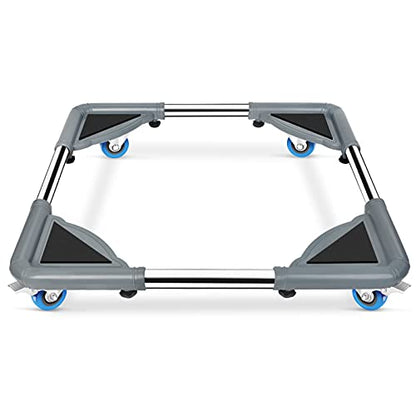 SPACECARE Mini Fridge Stand Furniture Dolly Mobile Roller with 4 Locking Wheels-Base Adjustable Refrigerator Washing Machine Stand Moving Cart- Appliance Dolly Cart Roller Pedestal -Grey