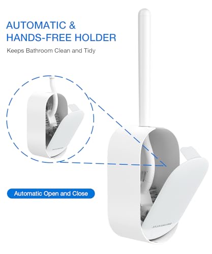 Toilet Bowl Brush and Holder, OSCIOSS Toilet Brush Set with Ergonomic Design, Compact Size, Durable Bristles, Toilet Brushes & Holders for Dead Corner Clean, White
