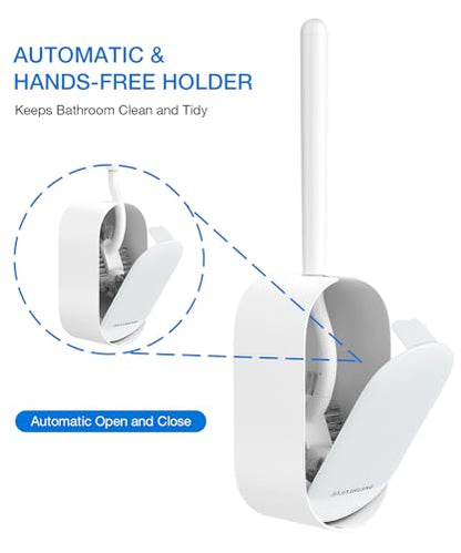 Toilet Bowl Brush and Holder, OSCIOSS Toilet Brush Set with Ergonomic Design, Compact Size, Durable Bristles, Toilet Brushes & Holders for Dead Corner Clean, White
