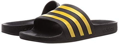 adidas Unisex Adilette Aqua Slides Sandal, Core Black Gold Metallic Core Black, 4 US Men