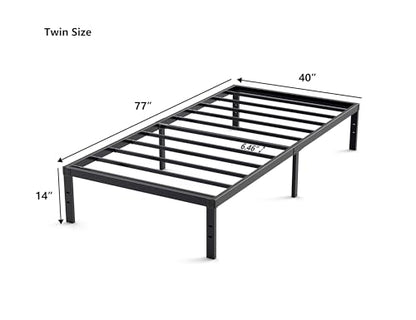 Minimalist Studio Metal Bed Frame – Heavy Duty Mattress Foundation with Anti-Slip Steel Slat Support, Durable Platform Base with Underbed Storage, Easy Assembly (Twin)