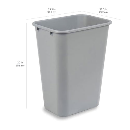 Amazon Basics 10 Gallon Rectangular Commercial Office Wastebasket, 2 Pack, Grey (Previously AmazonCommercial brand)