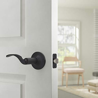 Amazon Basics Shelby Door Lever With Lock, Privacy, Matte Black