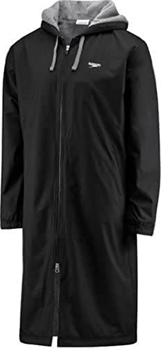 Speedo womens Parka Jacket Fleece Lined Team Colors Swimsuit, Speedo Black, Large US