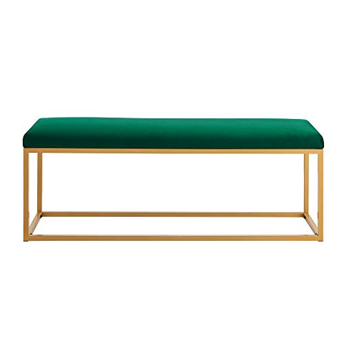 Ball & Cast Upholstered Bench, 48" W, Emerald Velvet
