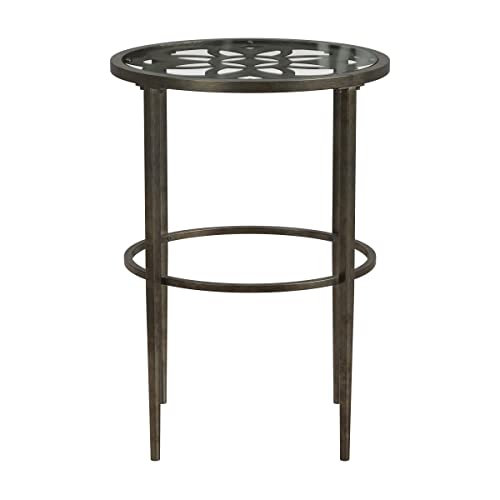 Hillsdale Marsala End Table, 17.25", Gray Finish with Rubbed Brown Accents