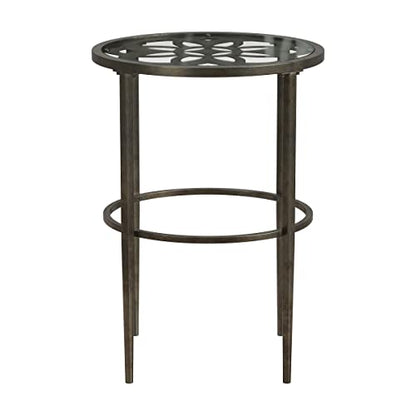 Hillsdale Marsala End Table, 17.25", Gray Finish with Rubbed Brown Accents