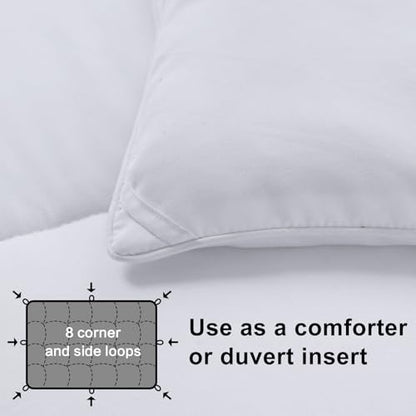 MERITLIFE Comforter Queen Size All Season Soft Down Alternative Comforter Lightweight & Breathable 2100 Series Reversible Duvet Insert with Corner Ties-Machine Washable (White Queen,88"x88")