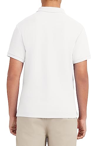 Nautica Young Mens Uniform Short Sleeve Stretch Pique Polo, White, 40/41