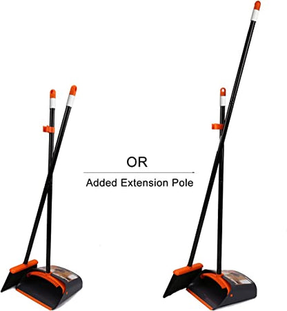 Broom and Dustpan with 52" Long Handle for Home Kitchen Room Office Lobby Floor Use Upright Stand Up Set