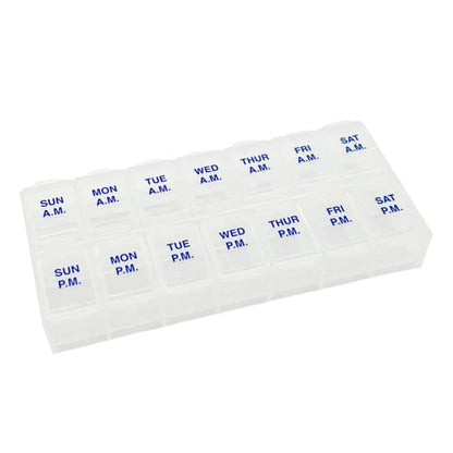 Ezy Dose Weekly (7-Day) AM/PM Pill Organizer, Vitamin Case, And Medicine Box, Medium Compartments, 2 Times a Day, Color may vary