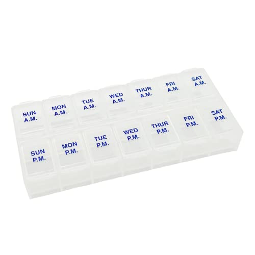Ezy Dose Weekly (7-Day) AM/PM Pill Organizer, Vitamin Case, And Medicine Box, Medium Compartments, 2 Times a Day, Color may vary