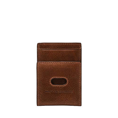 Fossil Men's Andrew Eco Leather Magnetic Card Case with Money Clip Wallet, Cognac, (Model: ML4173222)
