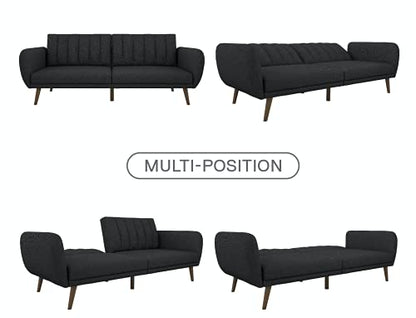 Novogratz Brittany Sofa Futon - Premium Upholstery and Wooden Legs - Dark Gray