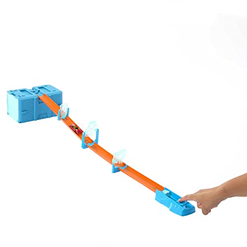 Hot Wheels Track Builder Playset Ice Crash Pack, 10 Component Parts & 1:64 Scale Toy Car, Stackable Storage Box