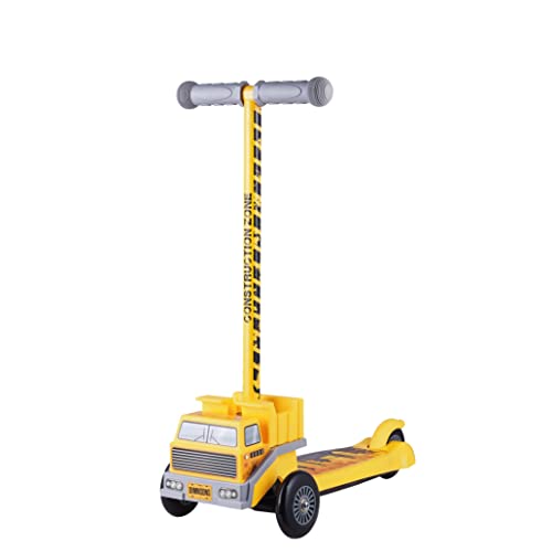 Dimensions 3D Dump Truck Self Balancing Kick Scooter Toddler Scooter & Kids Scooter, Extra Wide Deck, 3 Wheel Platform, Foot Activated Brake, 75 lbs Limit, Kids,Girls or Boys, for Ages 3 and Up