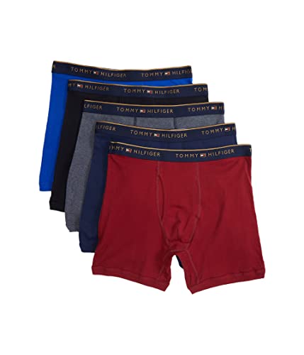 Tommy Hilfiger Men's Cotton Classics 5-Pack Boxer Brief, COURRANT, Small