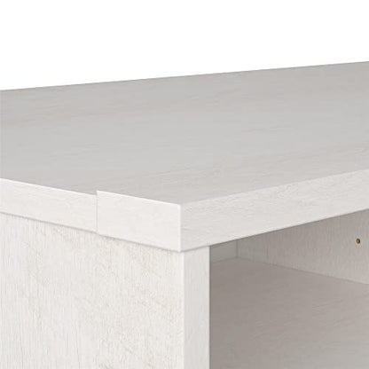 Ameriwood Home Noble TV Stand with Electric Fireplace Insert and 4 Shelves, 75", Ivory Oak