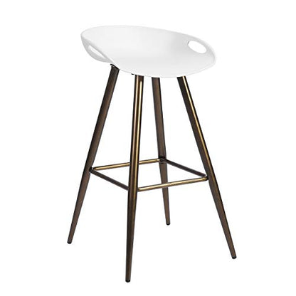 Homy Casa Inc Set of 2 Modern Simple Bar Stools,32.3" Counter Height Bar Stools Bar Chair with Low Backrest&Footrest for Home Bar Kitchen Dining Room Living Room Pub, White & Bronze