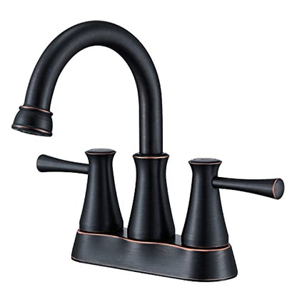 Lexdale Bathroom Faucet 2 Handles Centerset Bathroom Sink Faucet Oil Rubbed Bronze Brass Vanity Lavatory Faucet with Pop up Drain and Supply Lines