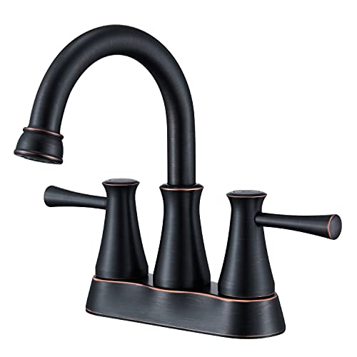 Lexdale Bathroom Faucet 2 Handles Centerset Bathroom Sink Faucet Oil Rubbed Bronze Brass Vanity Lavatory Faucet with Pop up Drain and Supply Lines