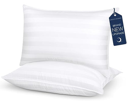COZSINOOR Hotel Grade Queen Size Cooling Bed Pillows: Set of 2, Down Alternative Microfiber Fill - Specially Designed for Side, Back & Stomach Sleepers, Providing Breathable and Skin-Friendly Comfort