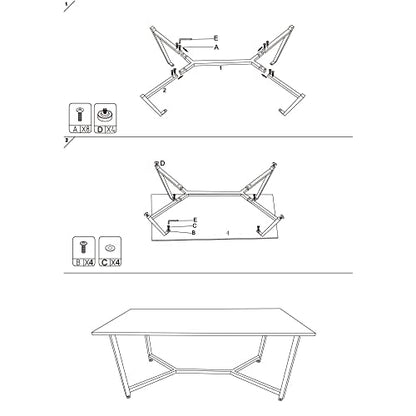 AZL1 Life Concept Marble Gold Mid Century Modern Rectangle Coffee Table, White