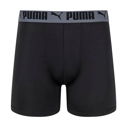 PUMA Men's 4 Pack Active Stretch Boxer Briefs, Blue/Black/Grey, Small
