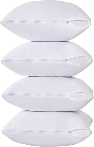 Comfort Beddings Pillow Protectors Standard Size 4 Pack Pillow Cases 100% Waterproof Cotton Terry Fabric Standard Pillow Protector Pillow Covers Zipper Closure ( Standard 20x26 ,4 Pack)