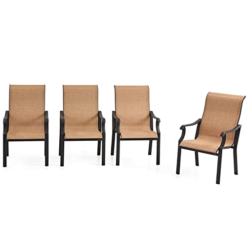 Erinnyees 4 PCS Outdoor Textilene Dining Chairs, Coated Metal Frame Textilene Chair with High Back and Armrest for Patio, Deck, Yard and Poolside…