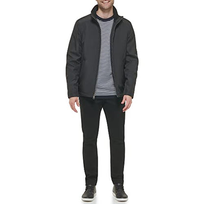 Calvin Klein Men's Stand Collar Poly Jacket, Black, Medium